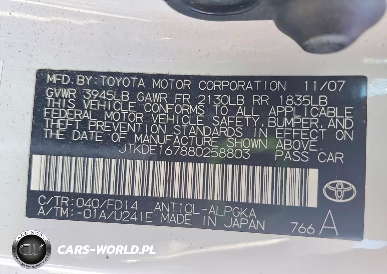2008 Scion Tc Base VIN:JTKDE167880258803 - 12