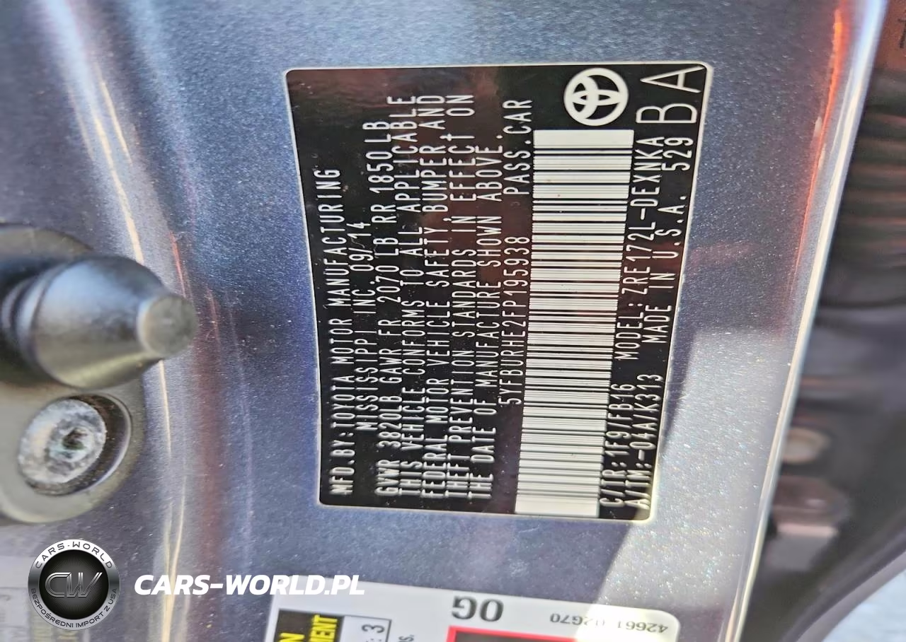 2015 Toyota Corolla Le VIN:5YFBURHE2FP195938 - 12