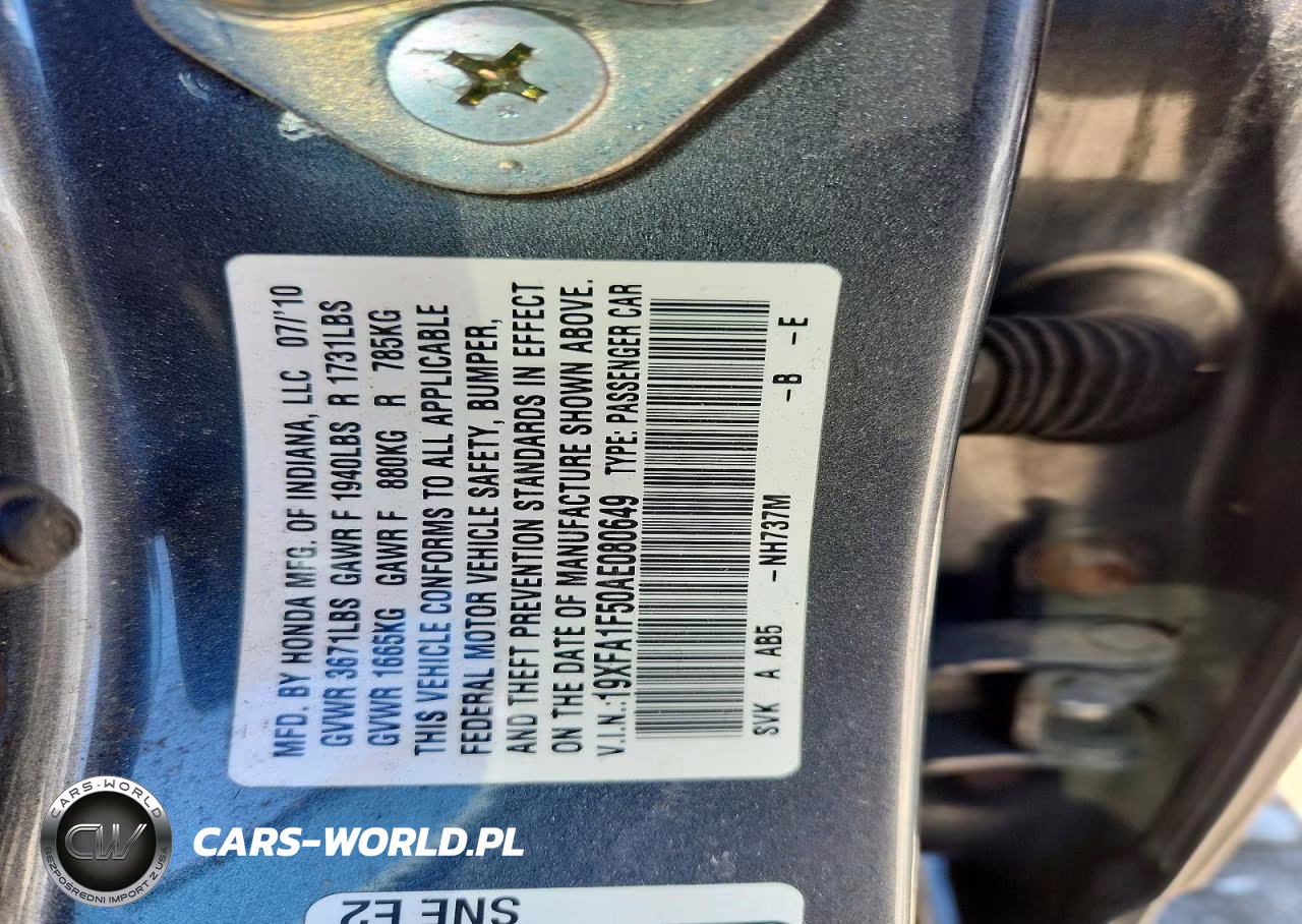 2010 Honda Civic Lx VIN:19XFA1F50AE080649 - 12