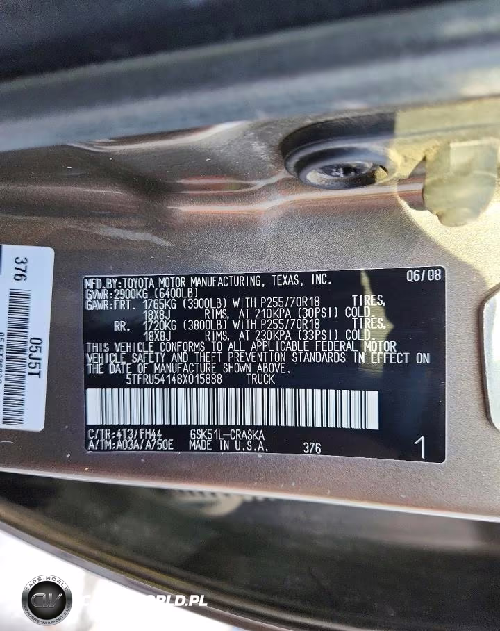 2008 Toyota Tundra Sr5 VIN:5TFRU54148X015888 - 12