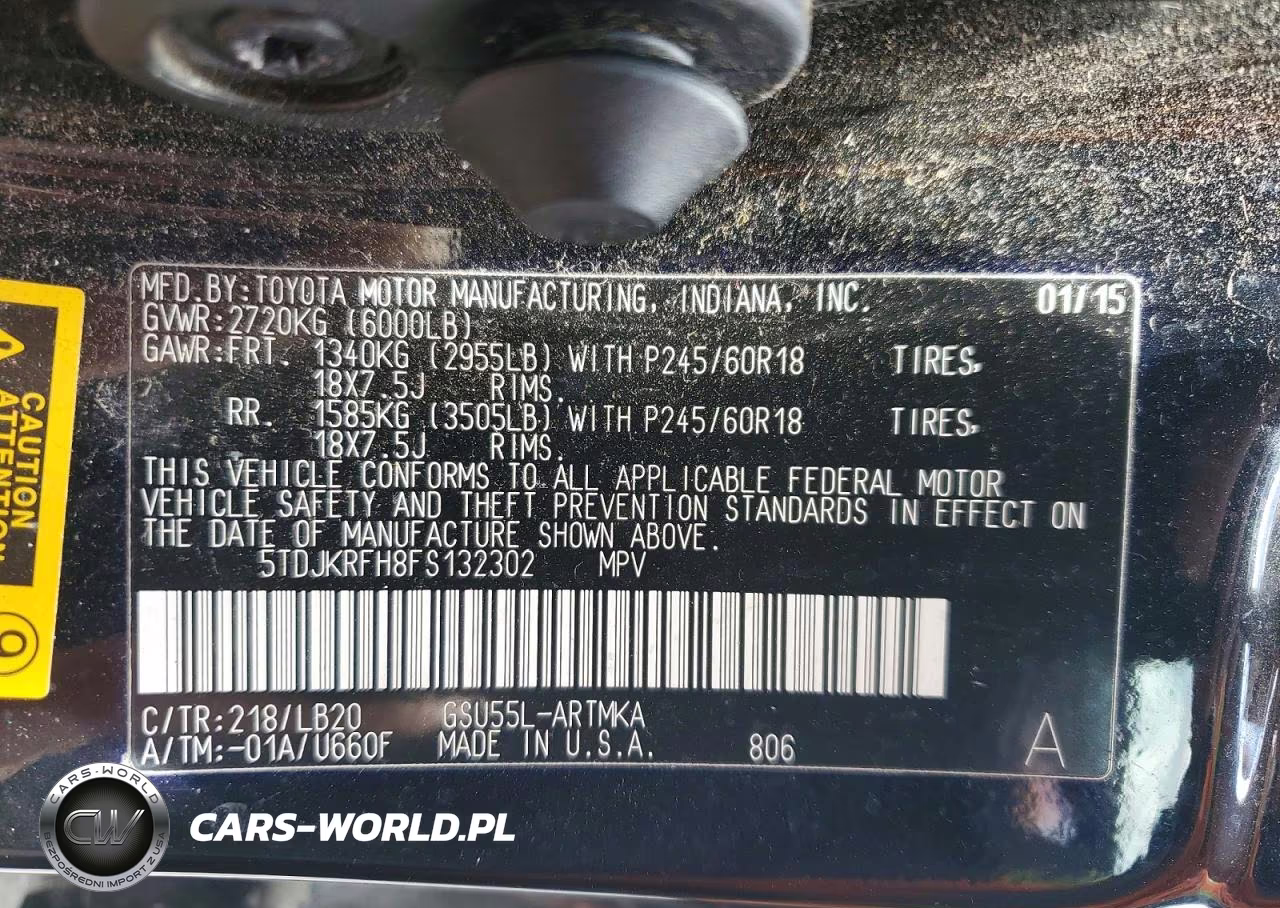 2015 Toyota Highlander Xle VIN:5TDJKRFH8FS132302 - 14