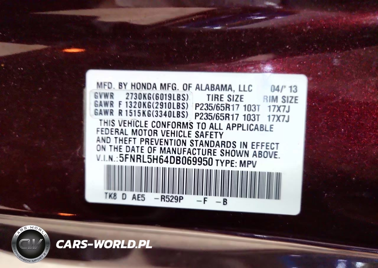 2013 Honda Odyssey Exl VIN:5FNRL5H64DB069950 - 13