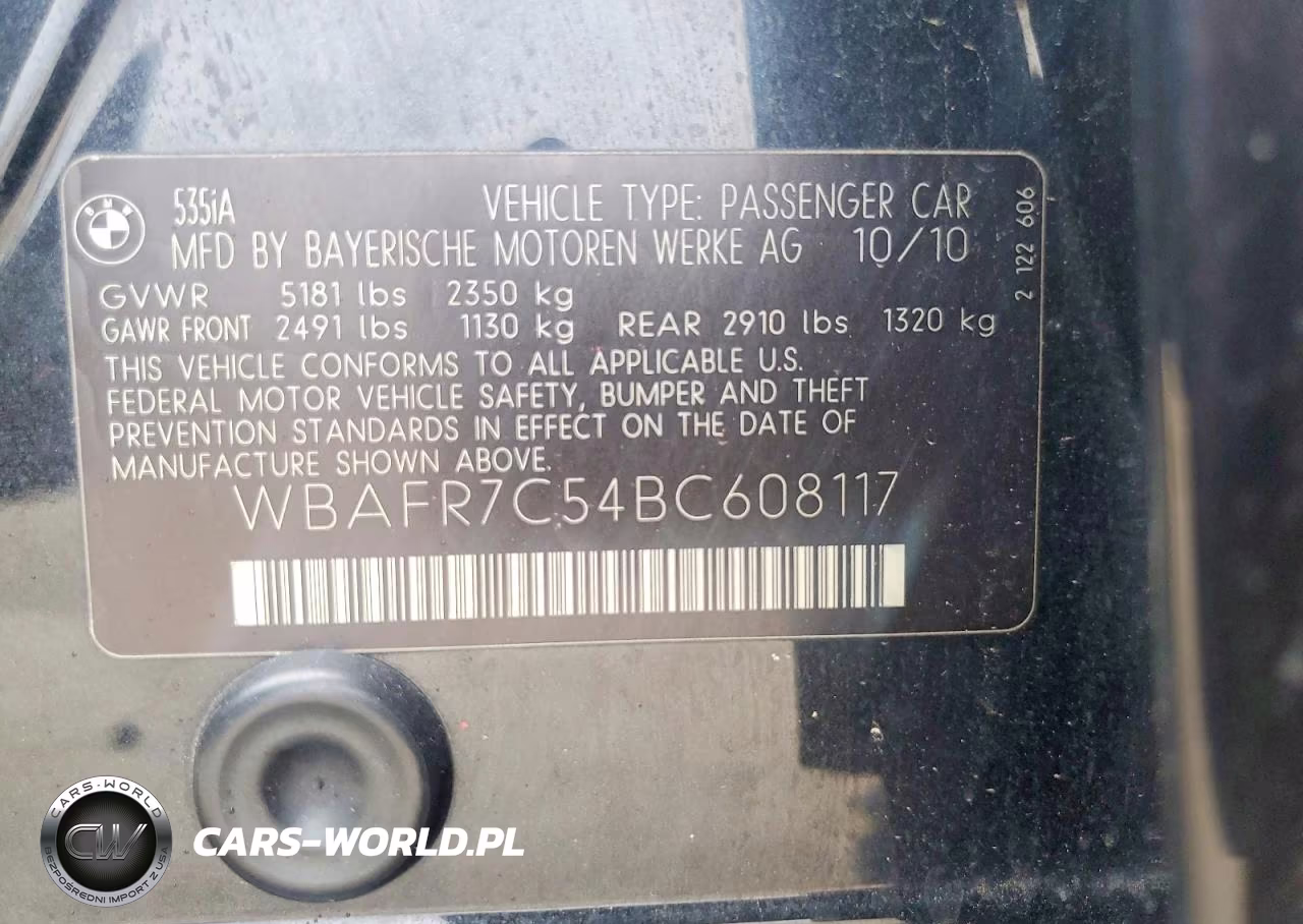 2011 BMW 535 I VIN:WBAFR7C54BC608117 - 12