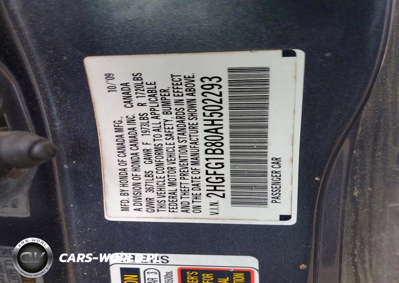 2010 Honda Civic Ex VIN:2HGFG1B80AH502293 - 13