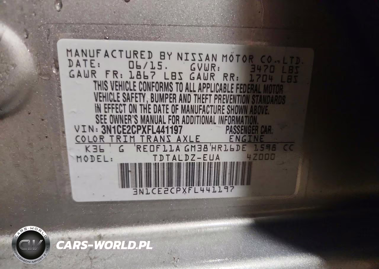 NISSAN VERSA NOTE VIN:3N1CE2CPXFL441197 - 12