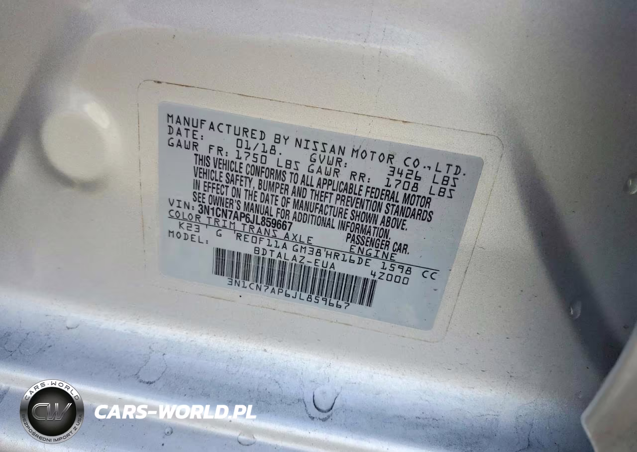 2018 Nissan Versa S Plus VIN:3N1CN7AP6JL859667 - 12