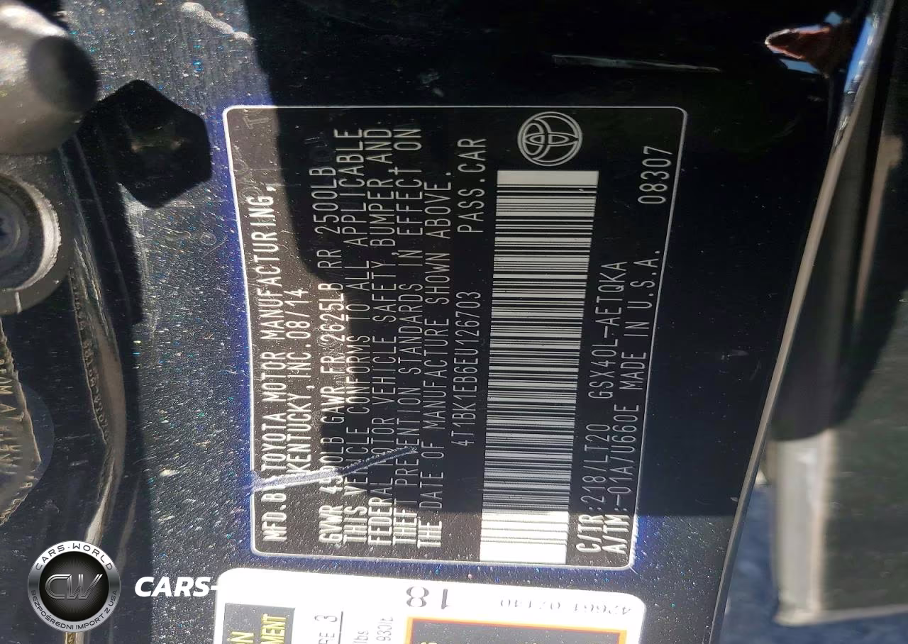 2014 Toyota Avalon Xle Touring VIN:4T1BK1EB6EU126703 - 12