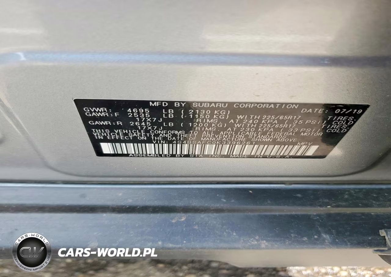 2019 Subaru Outback 2.5I Premium VIN:4S4BSAFC0K3396261 - 13