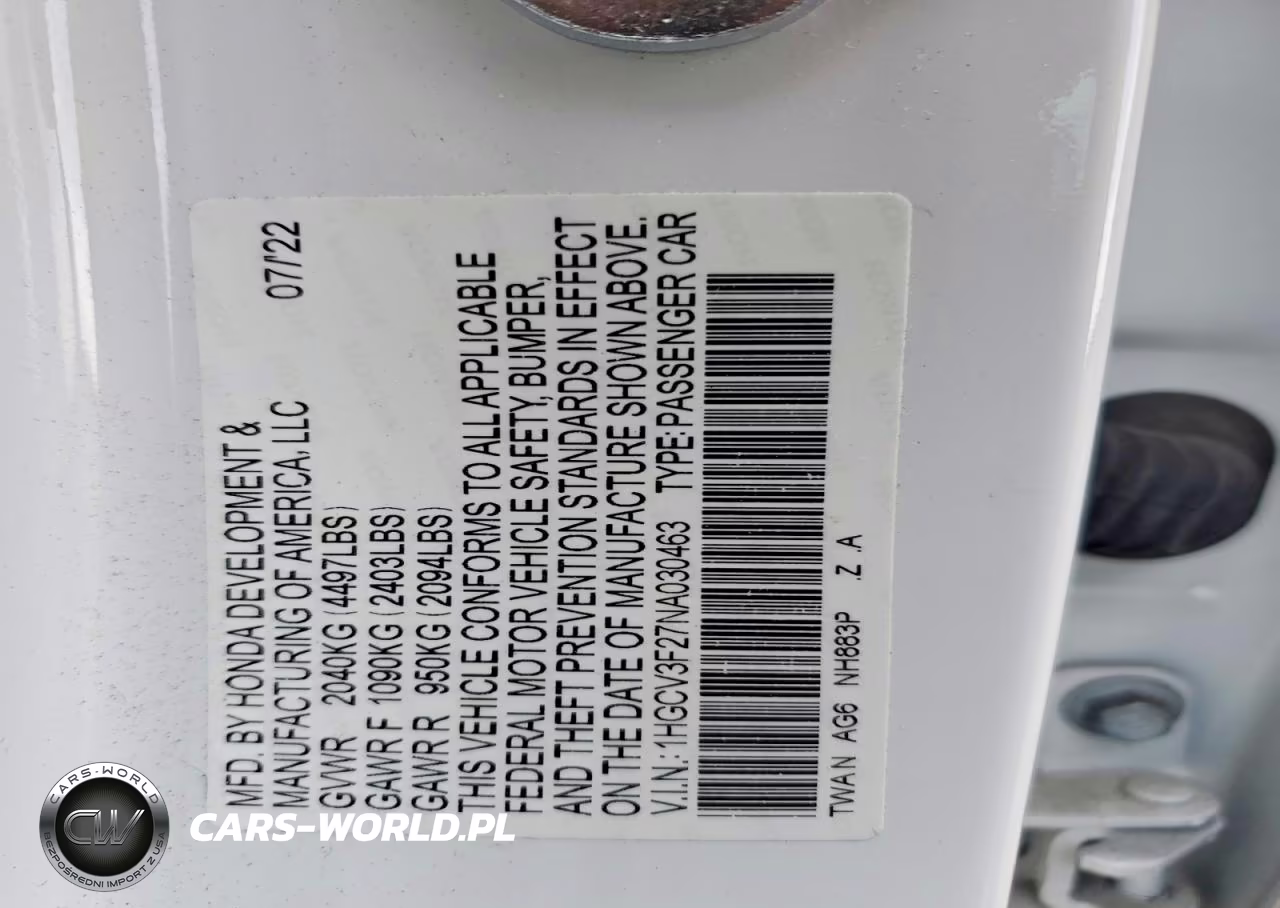 2022 Honda Accord Hybrid Sport VIN:1HGCV3F27NA030463 - 12