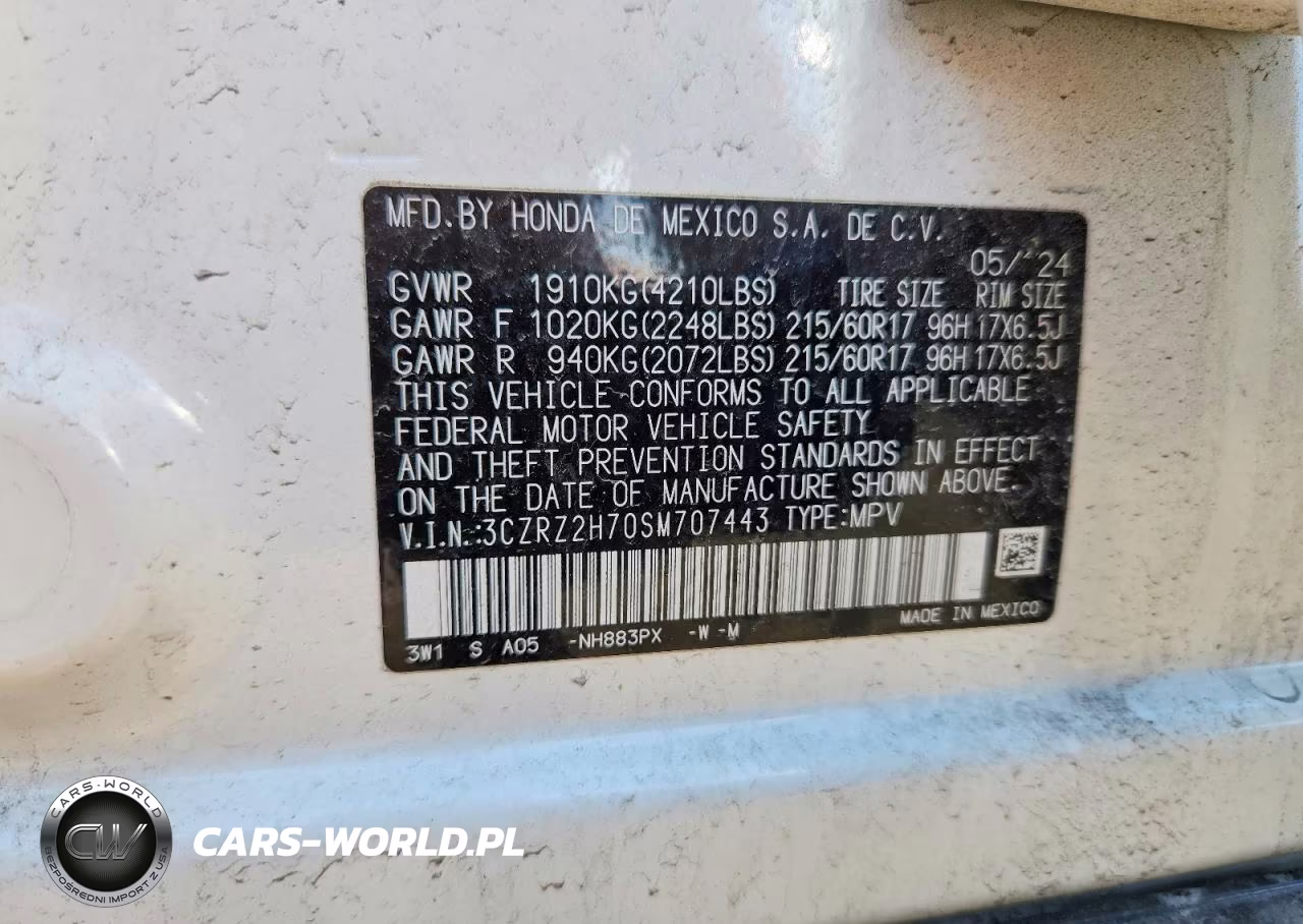 2025 Honda Hr-V Exl VIN:3CZRZ2H70SM707443 - 14