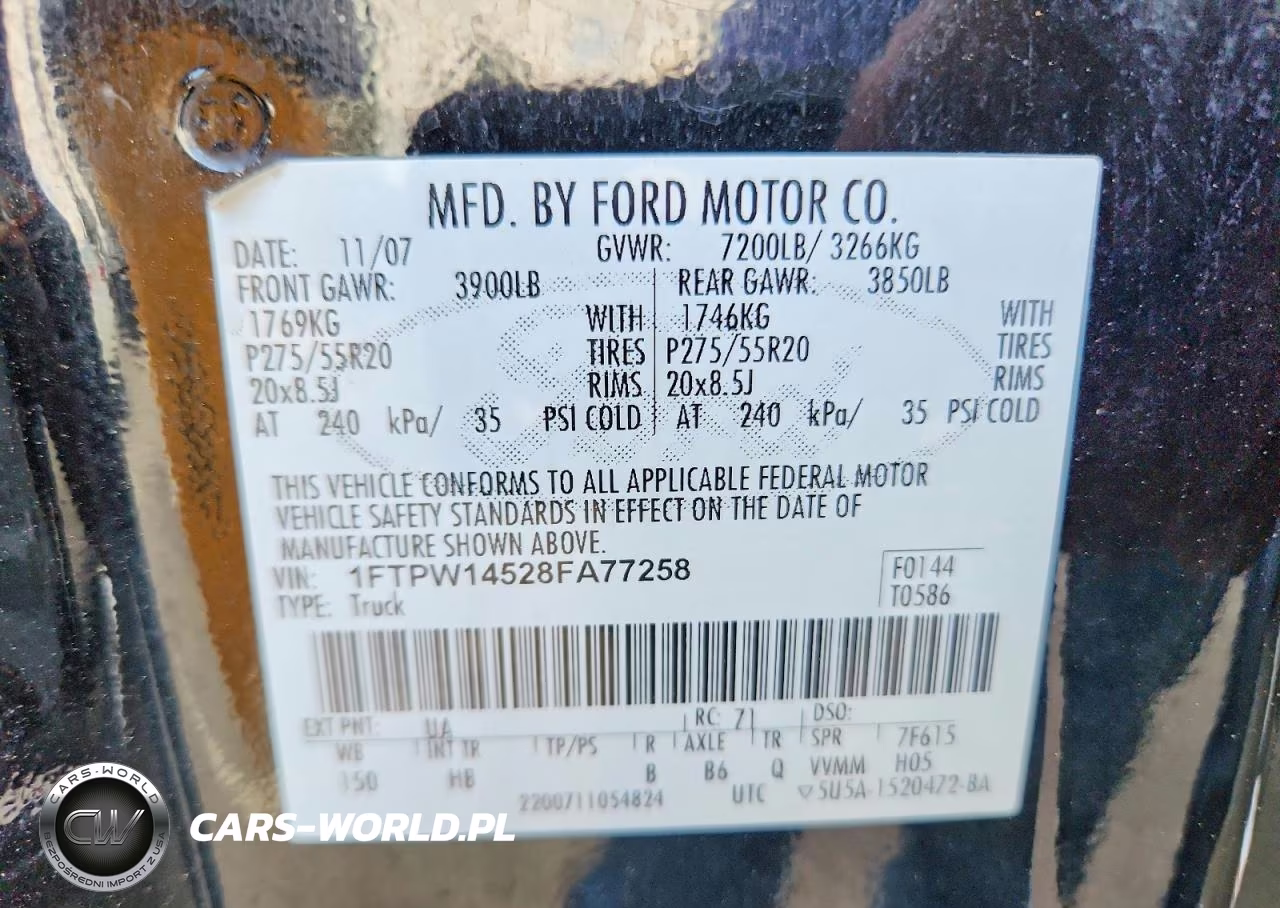 2008 Ford F150 Supercrew VIN:1FTPW14528FA77258 - 12