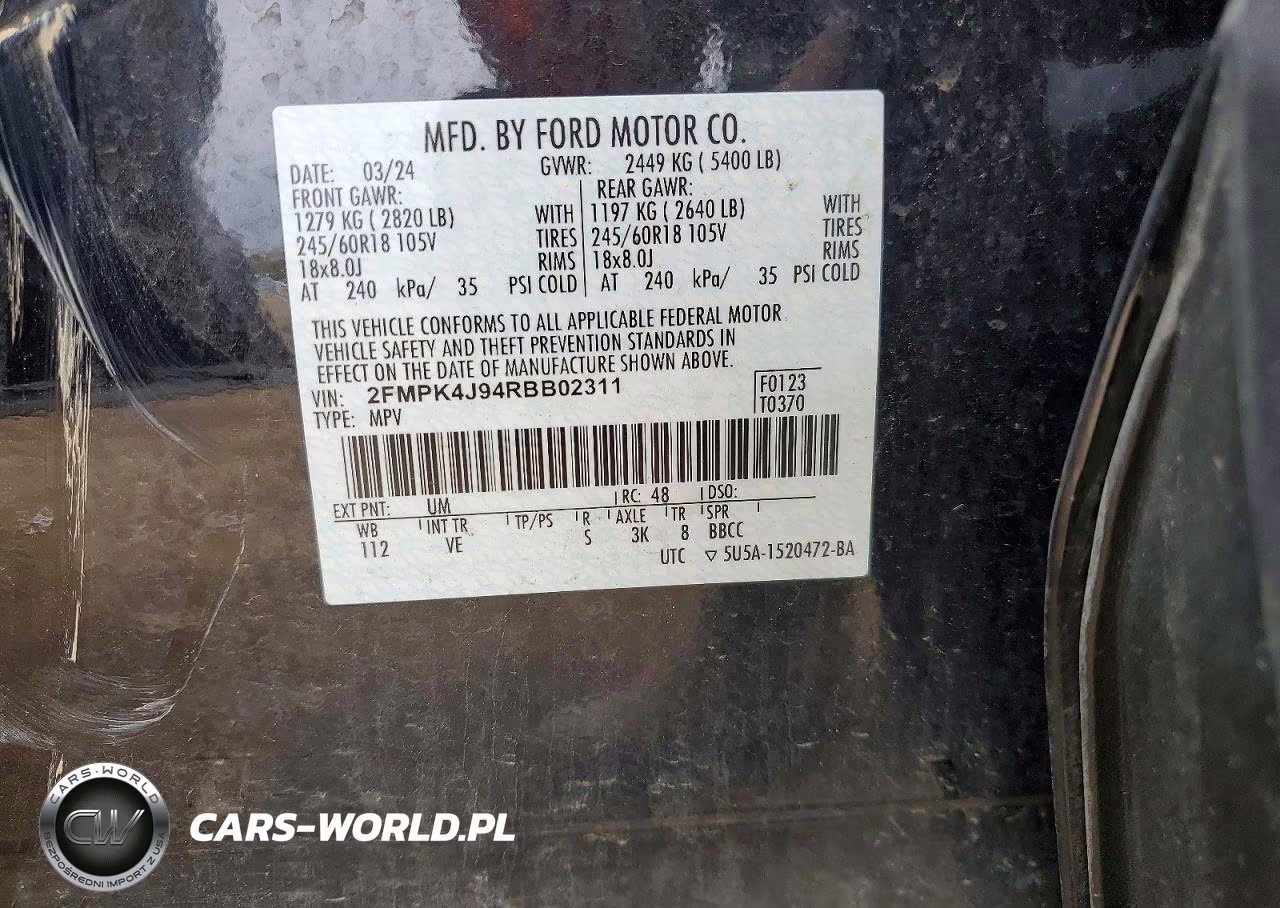 2024 Ford Edge Sel VIN:2FMPK4J94RBB02311 - 14