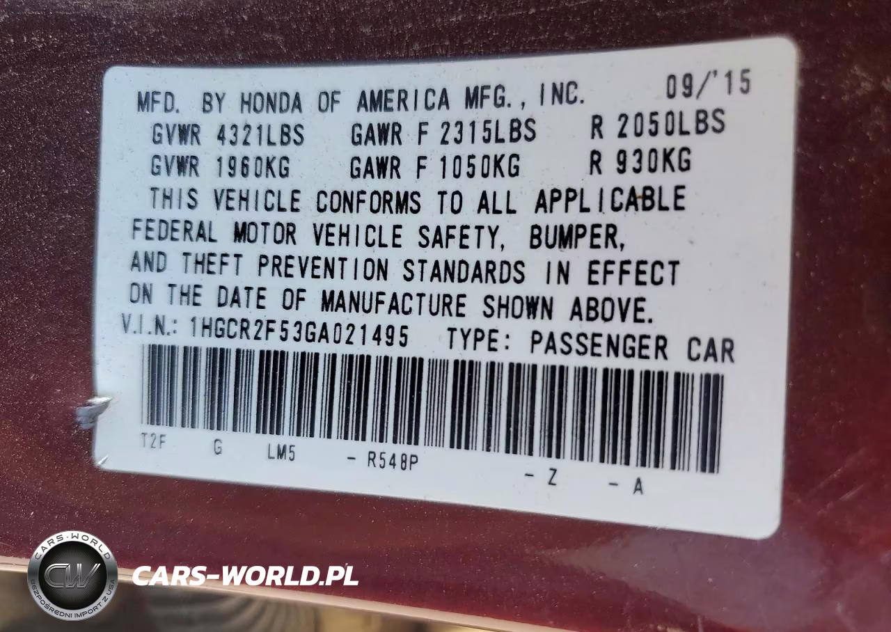 2016 Honda Accord Sport VIN:1HGCR2F53GA021495 - 12