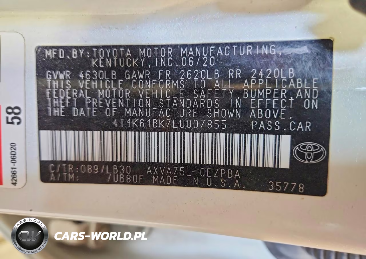 2020 Toyota Camry Xse VIN:4T1K61BK7LU007855 - 12