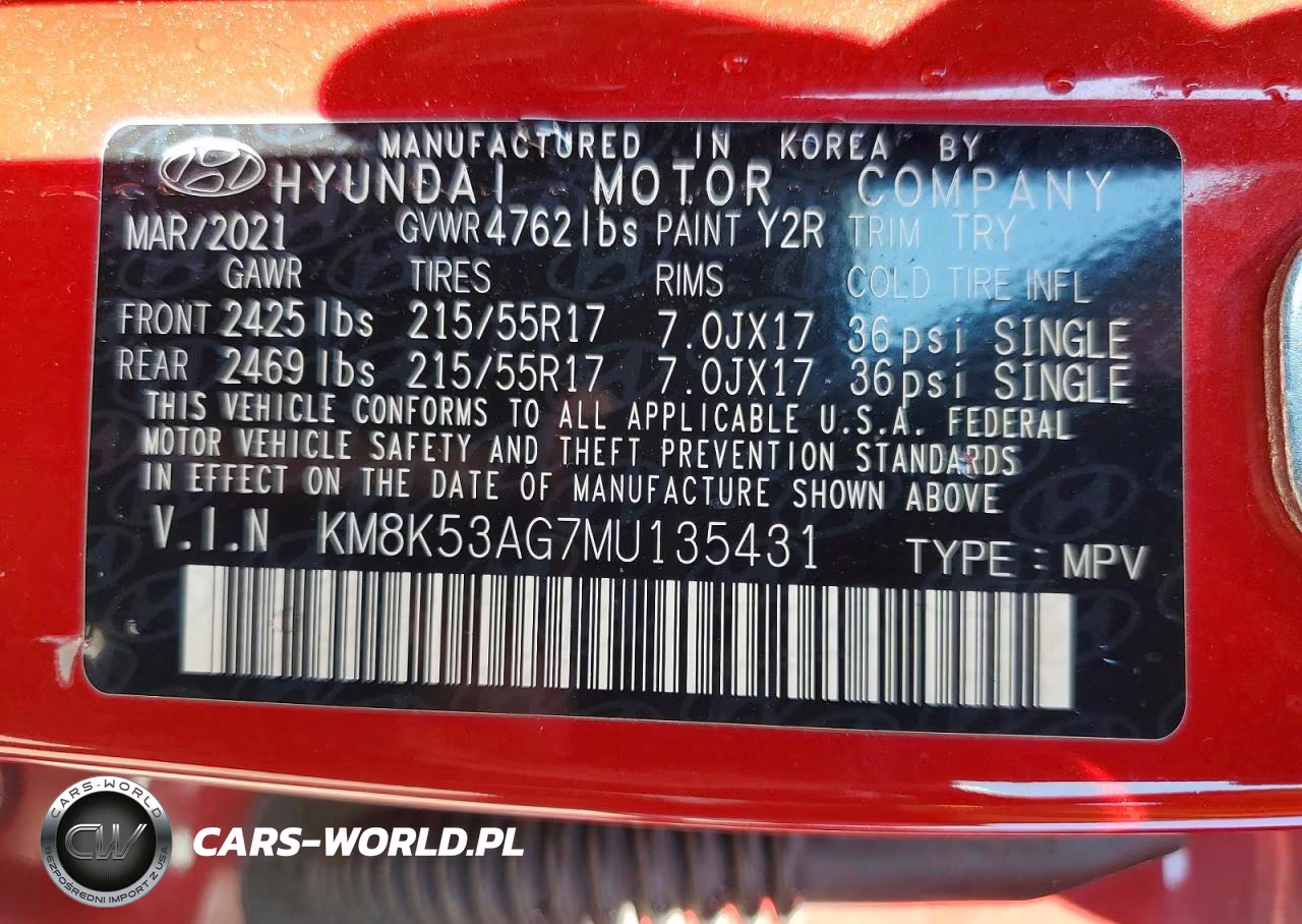 2021 Hyundai Kona Ultimate VIN:KM8K53AG7MU135431 - 12