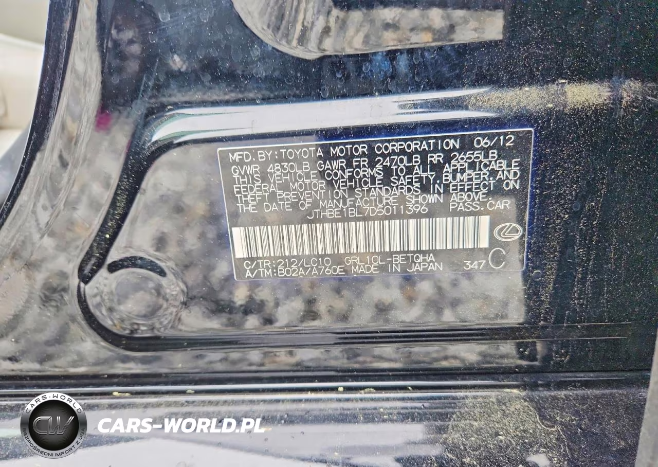 2013 Lexus Gs 350 VIN:JTHBE1BL7D5011396 - 12