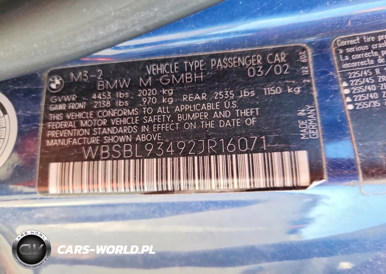 2002 BMW M3 VIN:WBSBL93492JR16071 - 12