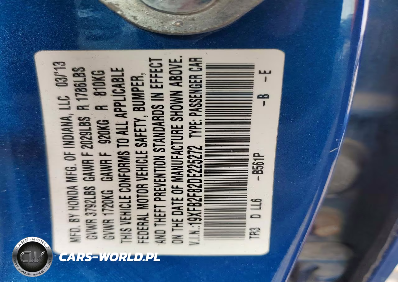 2013 Honda Civic Ex VIN:19XFB2F82DE225272 - 13