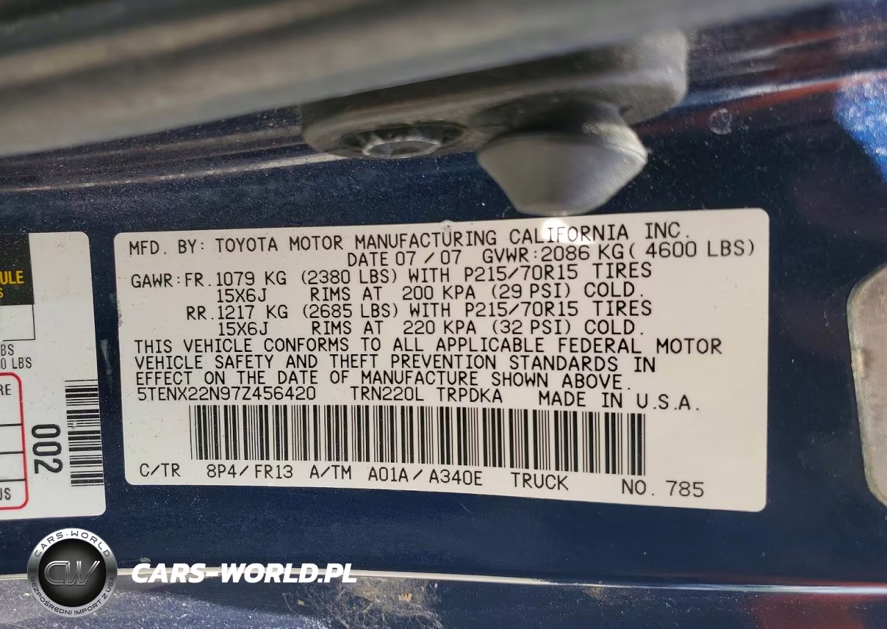 2007 Toyota Tacoma Base VIN:5TENX22N97Z456420 - 12