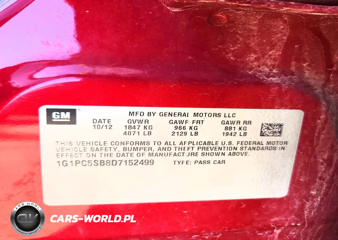 2013 Chevrolet Cruze Lt VIN:1G1PC5SB8D7152499 - 12