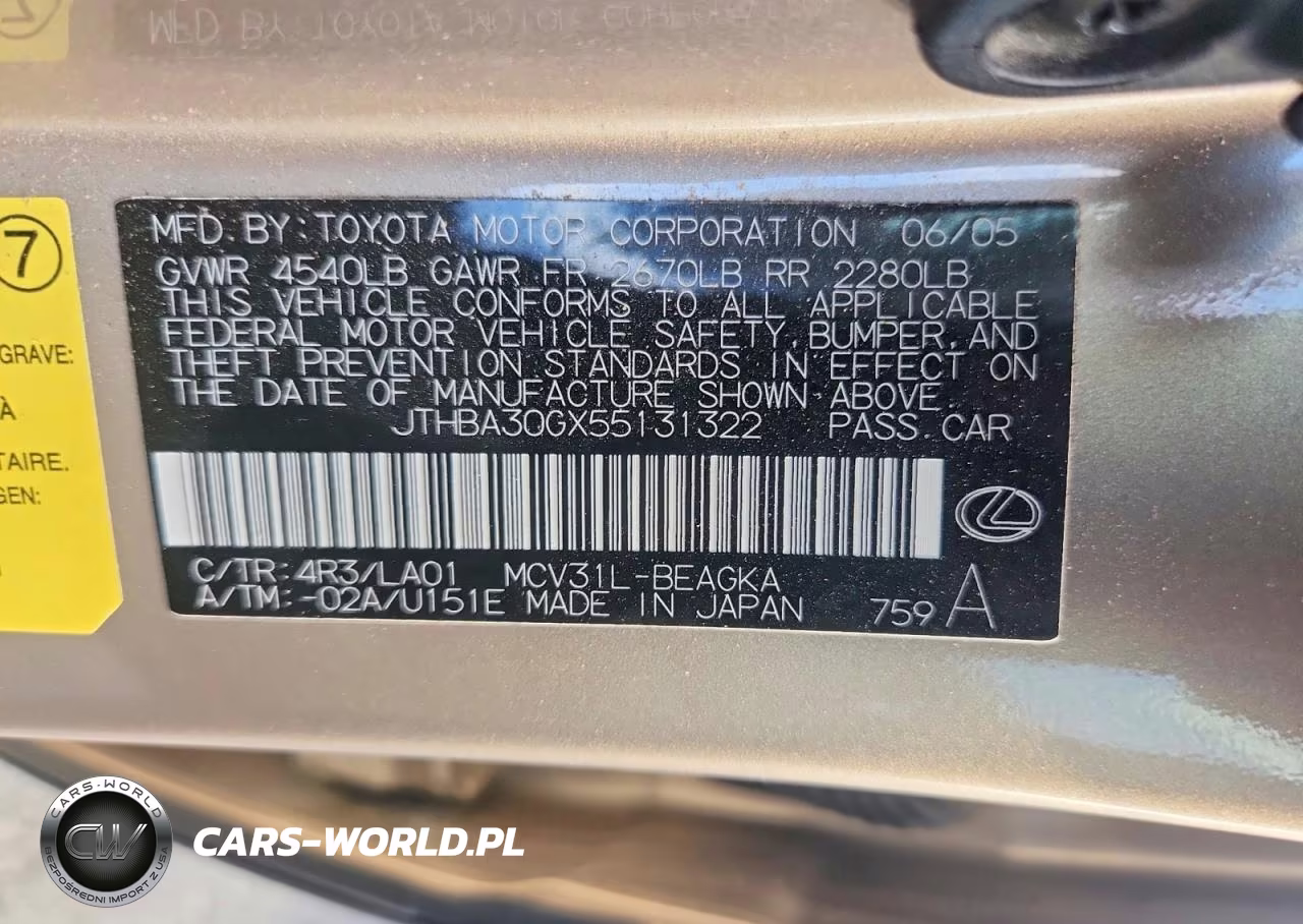 2005 Lexus Es 330 VIN:JTHBA30GX55131322 - 12