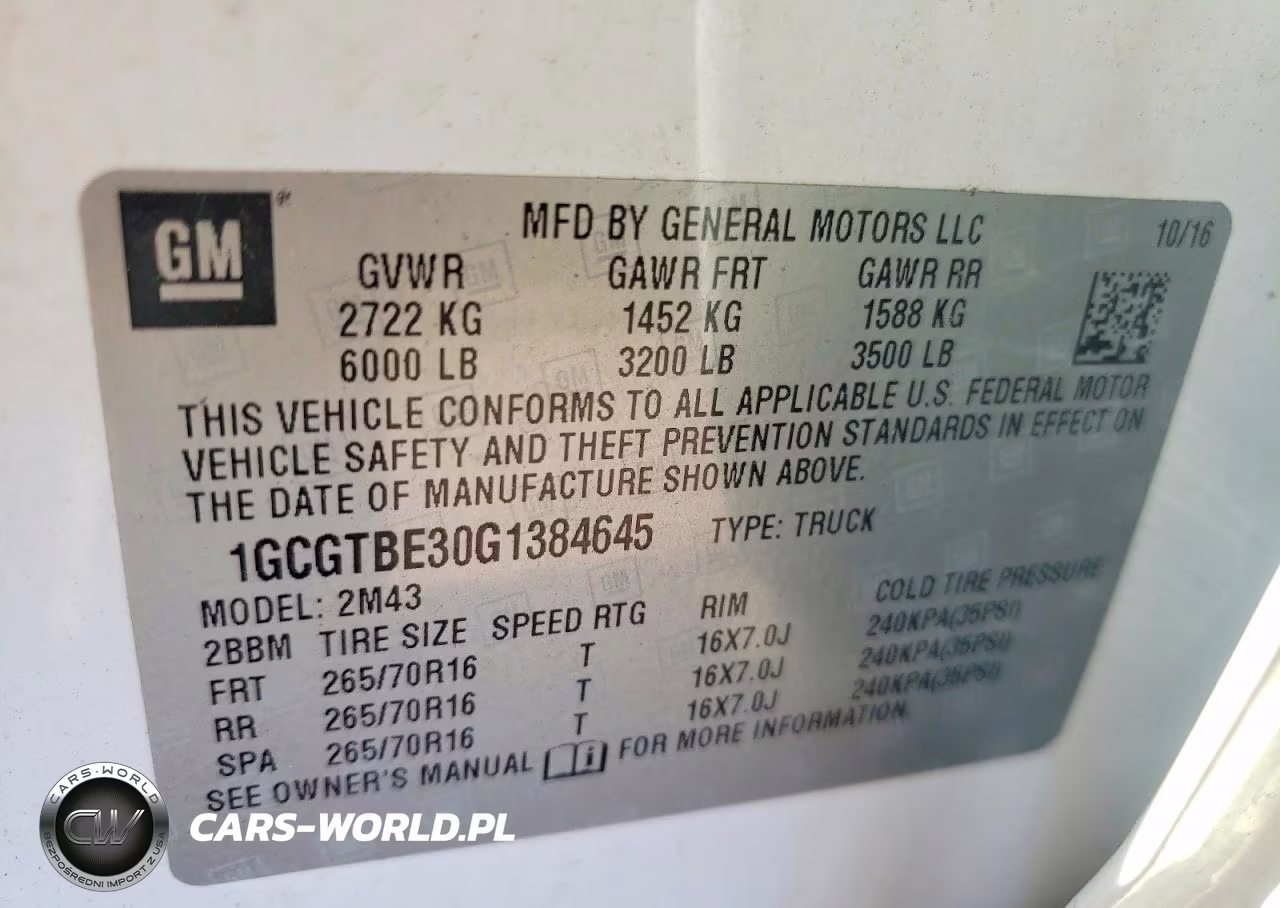 2016 Chevrolet Colorado VIN:1GCGTBE30G1384645 - 12