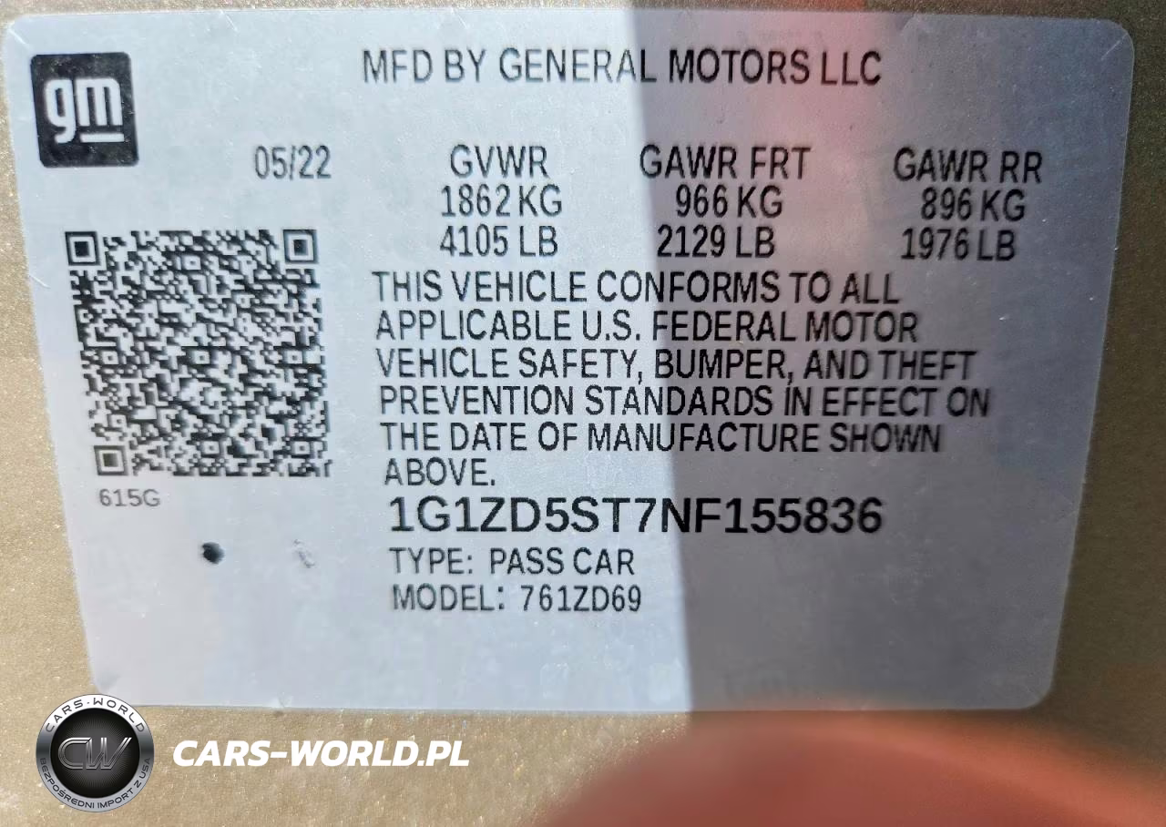 2022 Chevrolet Malibu Lt VIN:1G1ZD5ST7NF155836 - 12