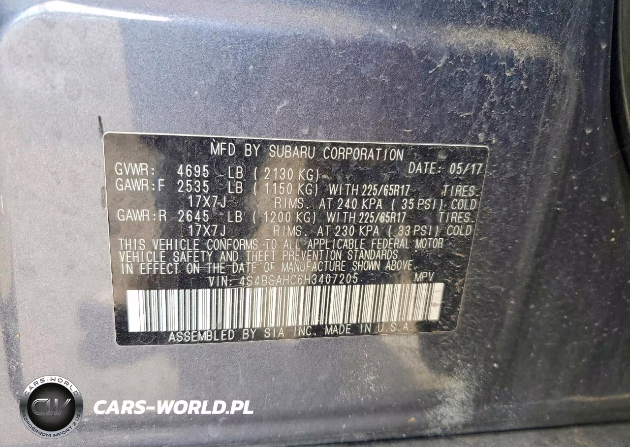 2017 Subaru Outback 2.5I Premium VIN:4S4BSAHC6H3407205 - 13