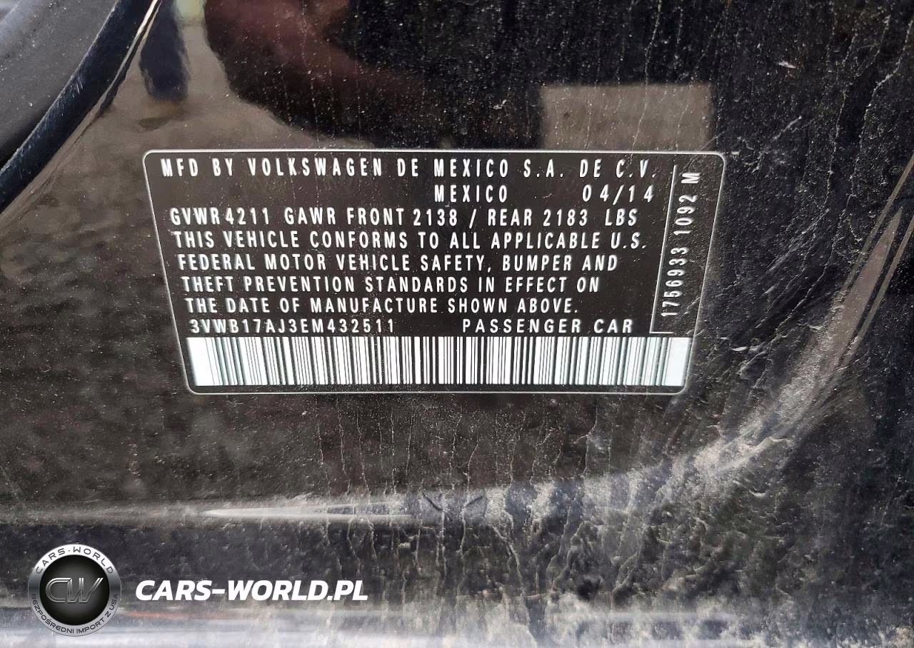 2014 Volkswagen Jetta Se VIN:3VWB17AJ3EM432511 - 12
