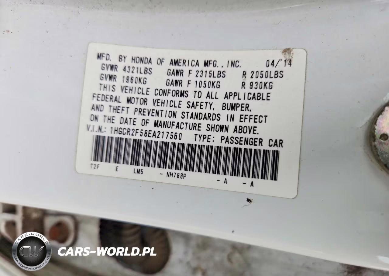2014 Honda Accord Sport VIN:1HGCR2F58EA217560 - 12
