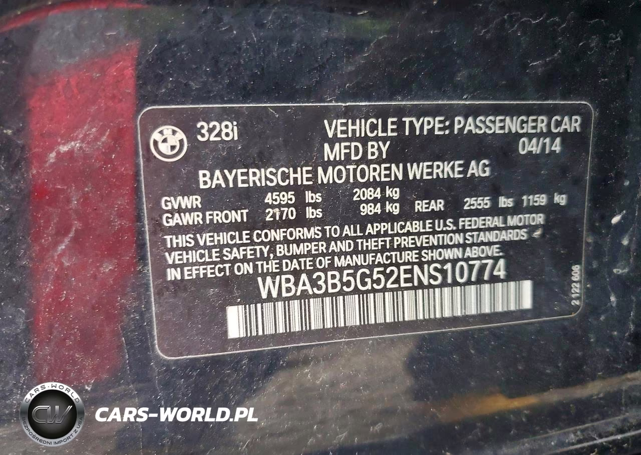 2014 BMW 328 Xi Sulev VIN:WBA3B5G52ENS10774 - 12
