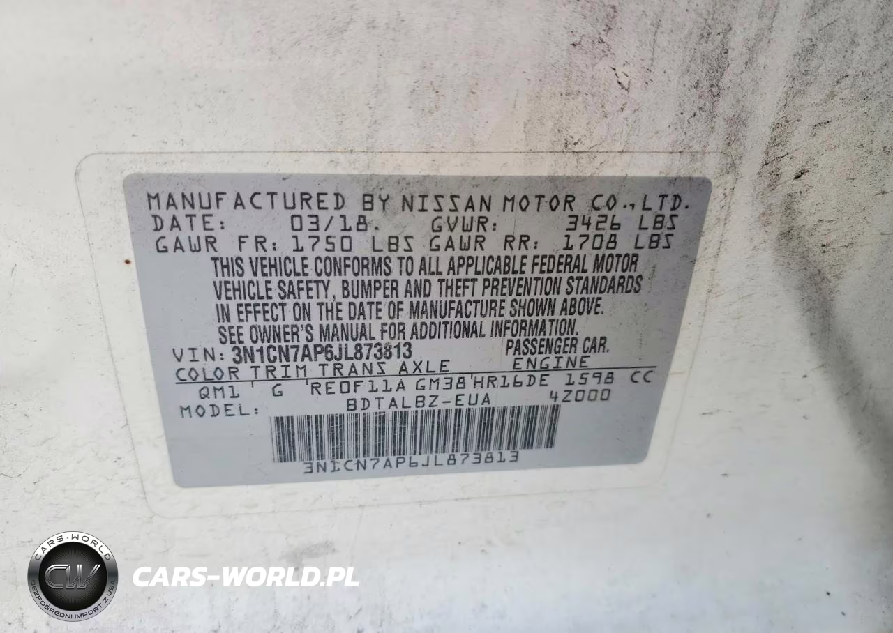 2018 Nissan Versa Sv VIN:3N1CN7AP6JL873813 - 13