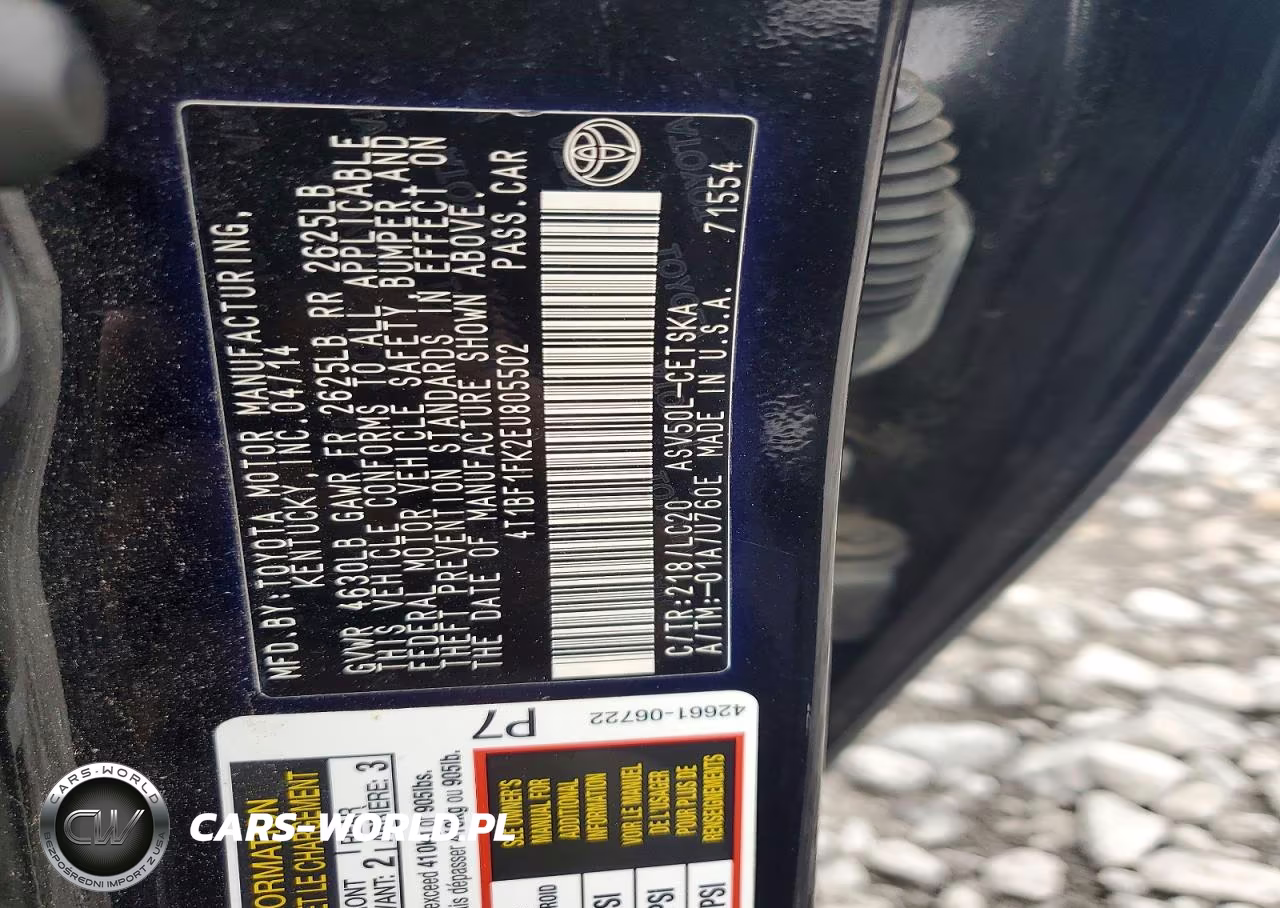 2014 Toyota Camry Se VIN:4T1BF1FK2EU805502 - 12