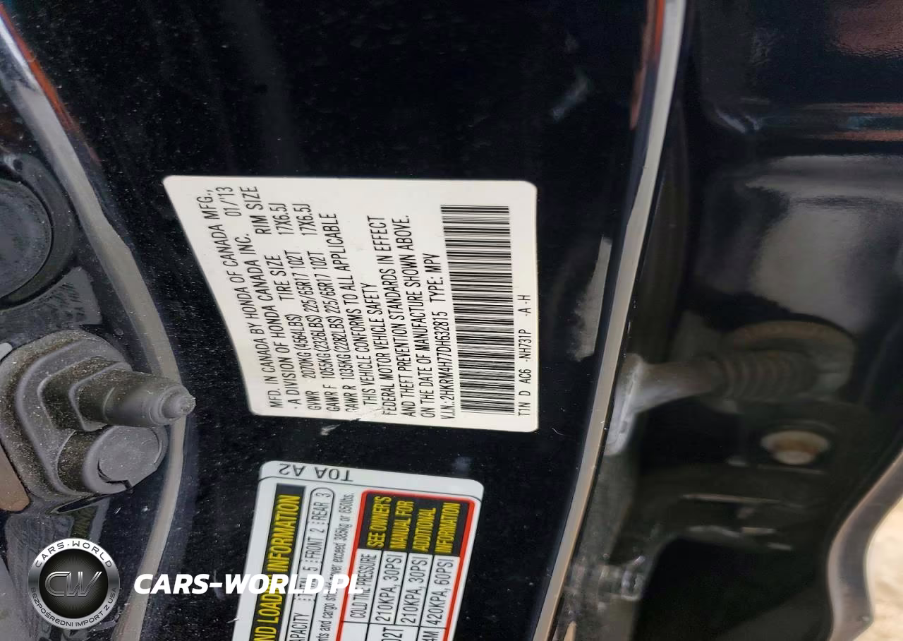 2013 Honda Cr-V Exl VIN:2HKRM4H77DH632815 - 12