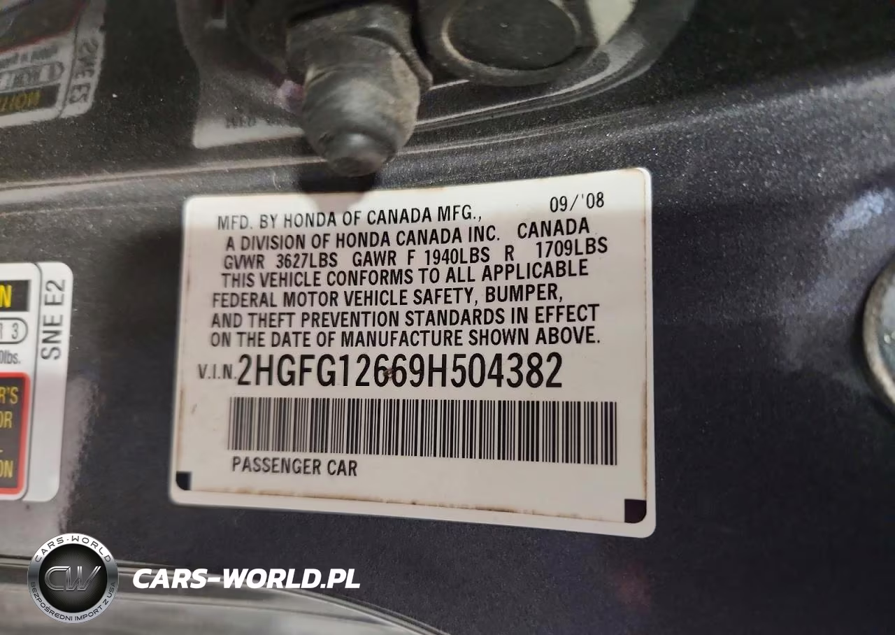 2009 Honda Civic Lx VIN:2HGFG12669H504382 - 12