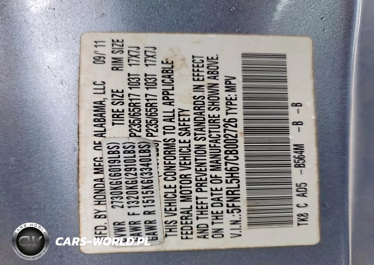 2012 Honda Odyssey Exl VIN:5FNRL5H67CB002726 - 13