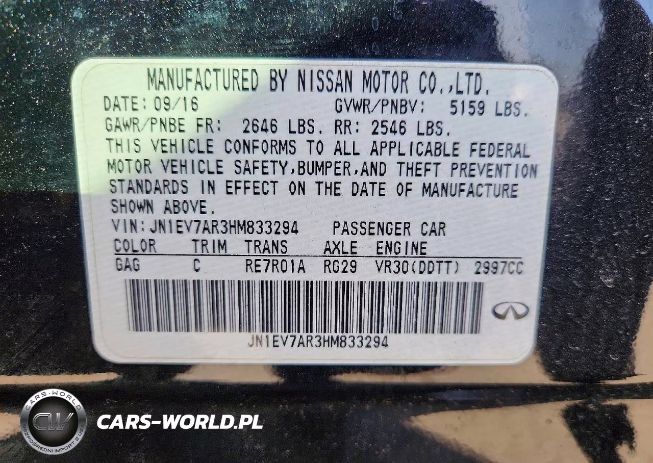 2017 Infiniti Q50 3.0T Premium VIN:JN1EV7AR3HM833294 - 12