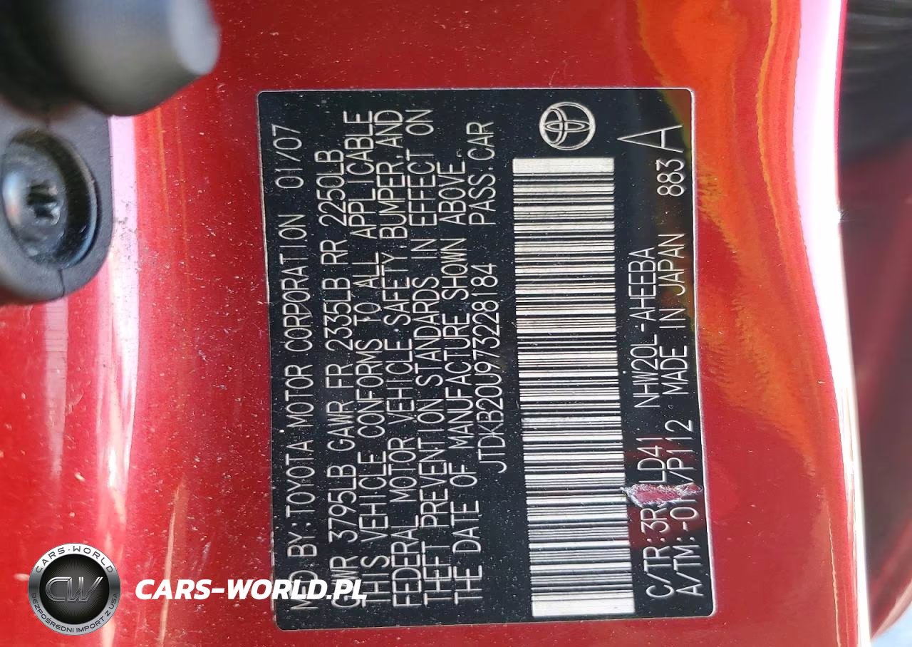 2007 Toyota Prius Base VIN:JTDKB20U973228184 - 13