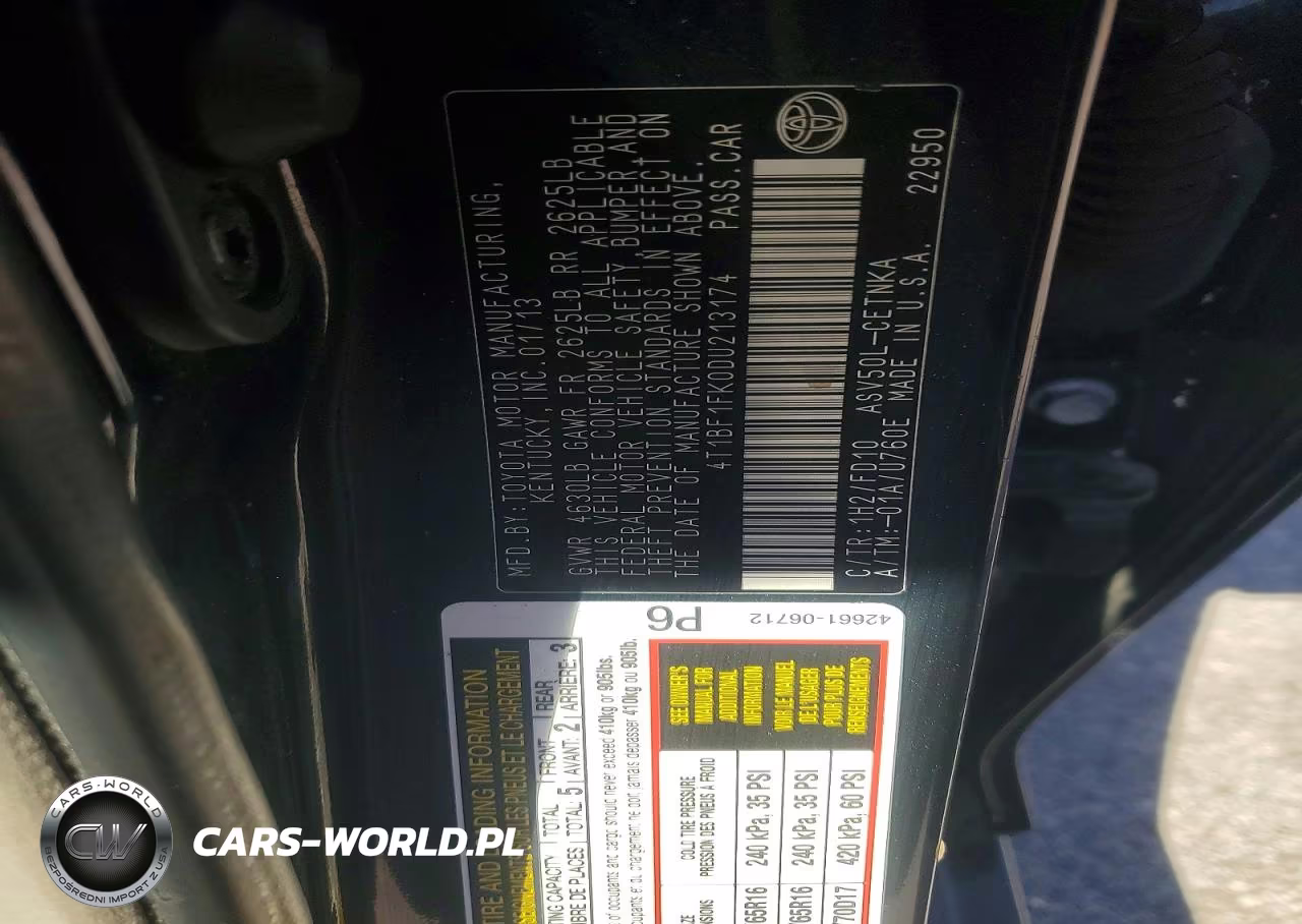 2013 Toyota Camry Le VIN:4T1BF1FK0DU213174 - 12