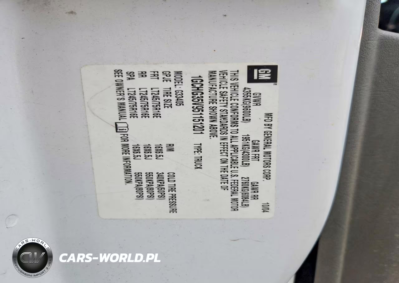 2005 Chevrolet Express G3500 VIN:1GCHG35V951151201 - 13