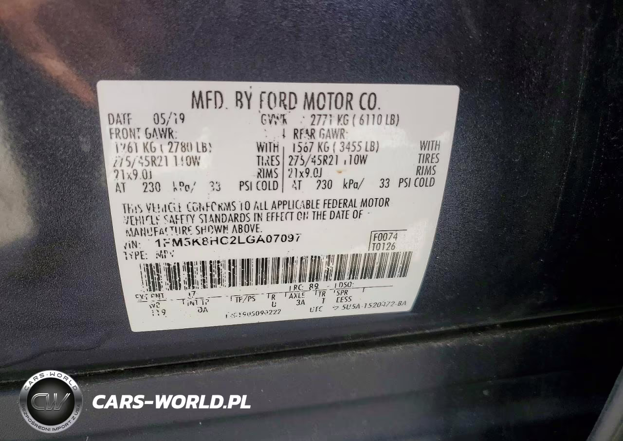 2020 Ford Explorer Platinum VIN:1FM5K8HC2LGA07097 - 13