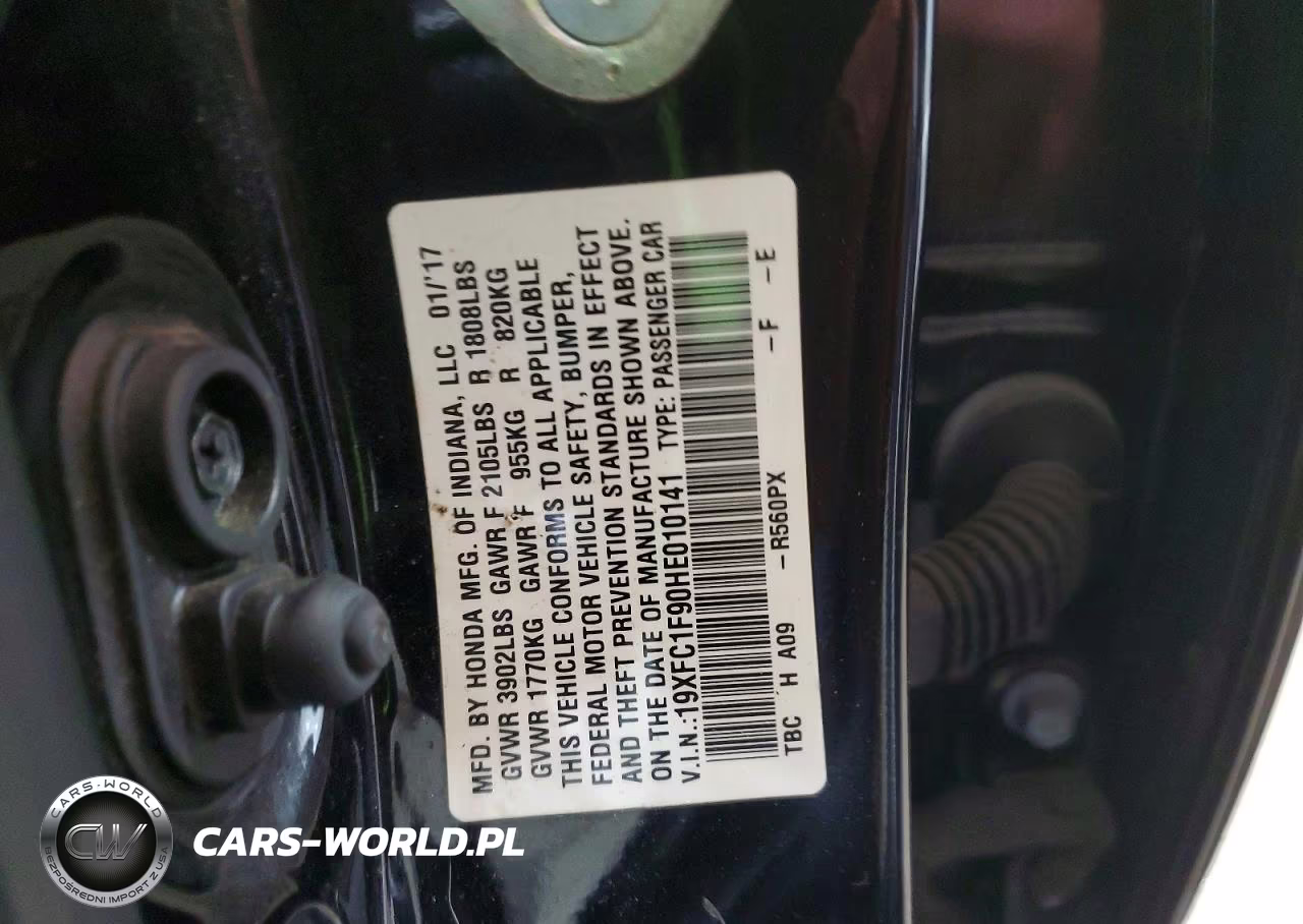 2017 Honda Civic Touring VIN:19XFC1F90HE010141 - 12