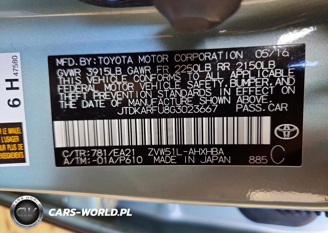 2016 Toyota Prius Four Touring VIN:JTDKARFU8G3023667 - 12