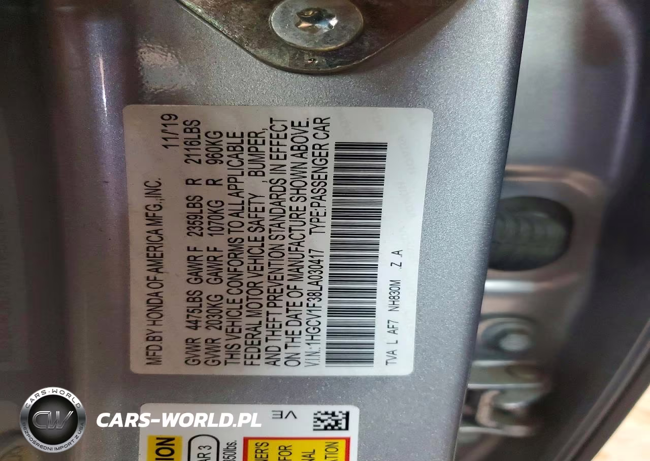2020 Honda Accord Sport VIN:1HGCV1F38LA030417 - 12
