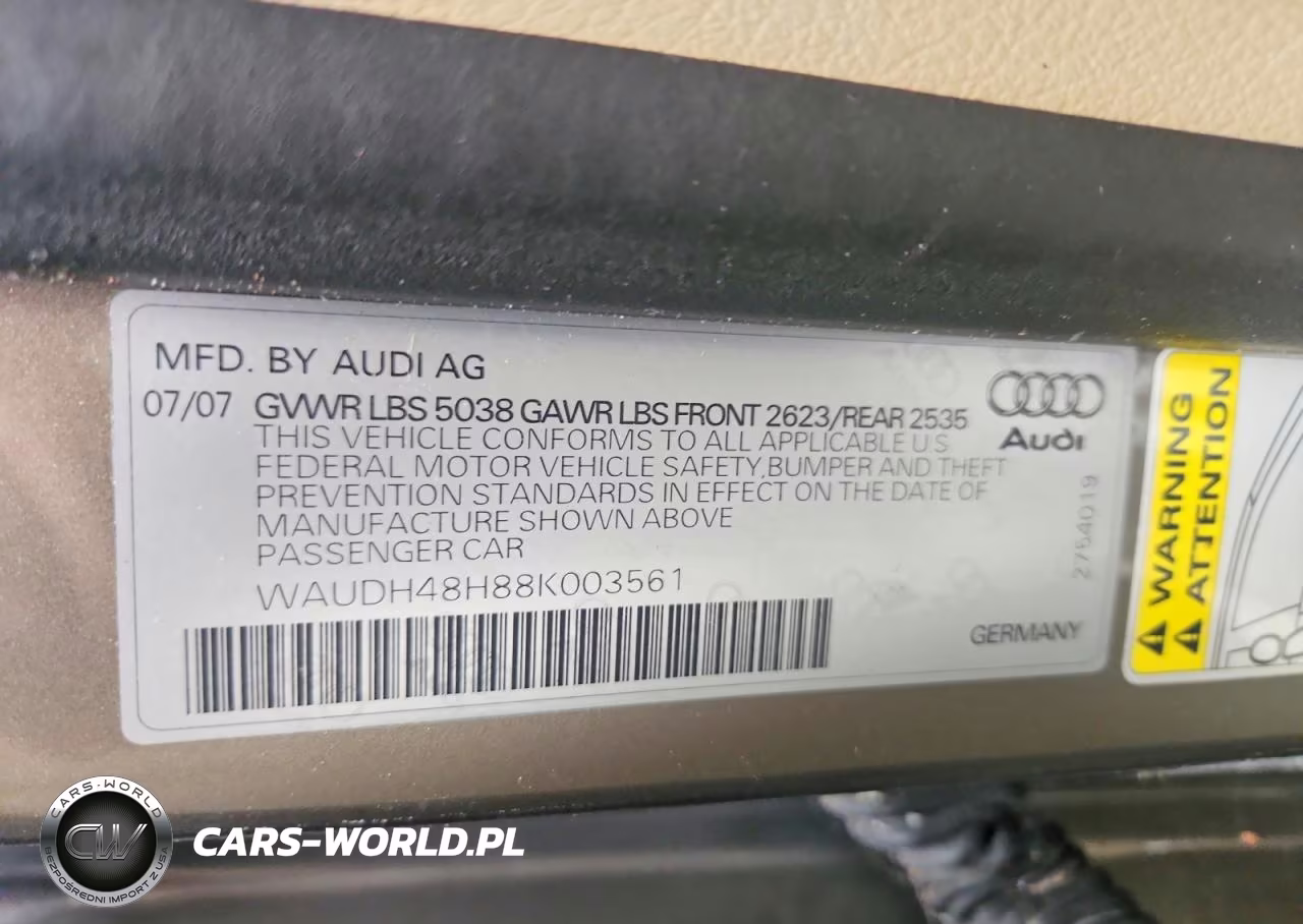 2008 Audi A4 3.2 Cabriolet Quattro VIN:WAUDH48H88K003561 - 12