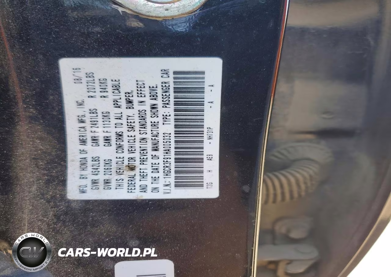 2017 Honda Accord Touring VIN:1HGCR3F91HA005032 - 12