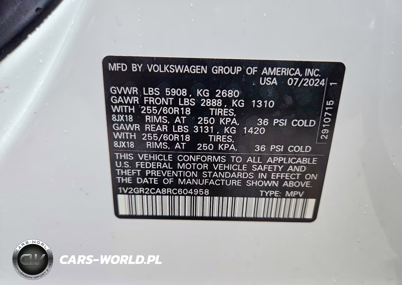 2024 Volkswagen Atlas Peak Edition Sel VIN:1V2GR2CA8RC604958 - 13