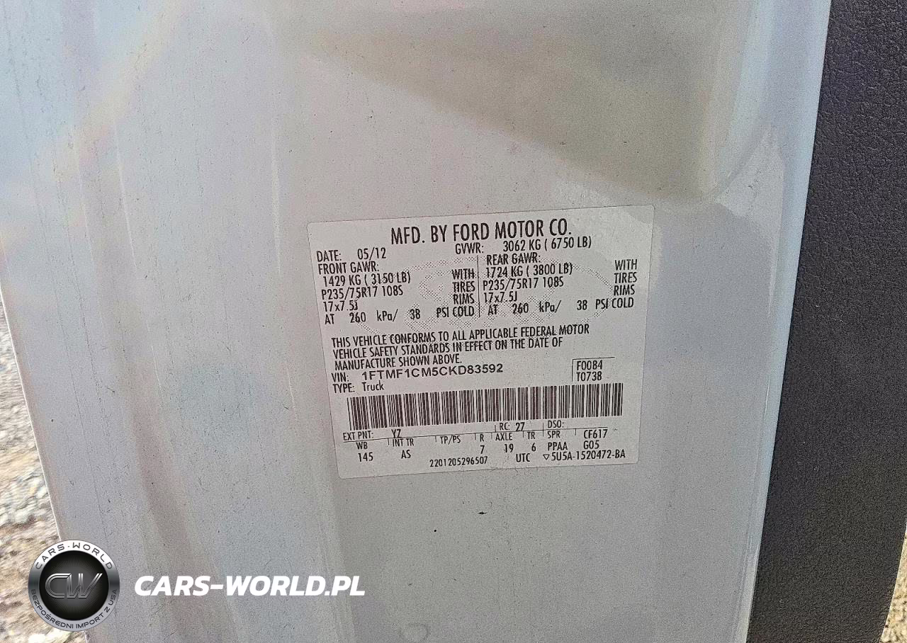 2012 Ford F150 VIN:1FTMF1CM5CKD83592 - 12