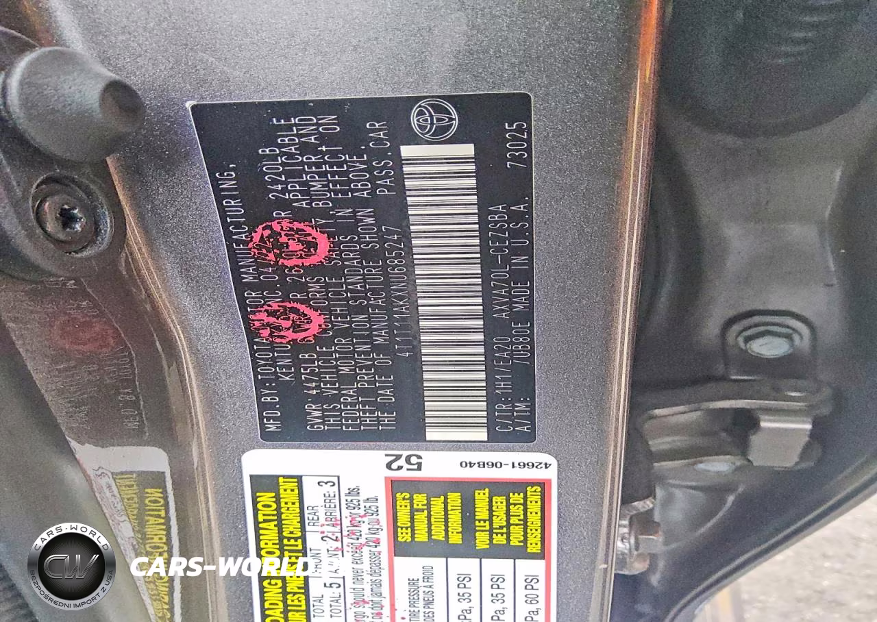 2022 Toyota Camry Se VIN:4T1T11AKXNU685247 - 12