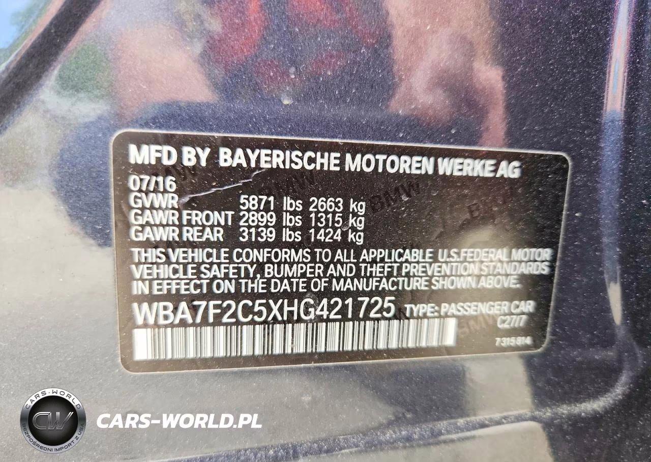 2017 BMW 750 Xi VIN:WBA7F2C5XHG421725 - 12